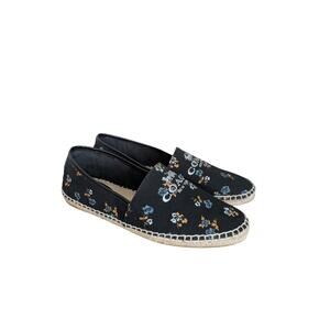 Coach Mila Coh Canvas Espadrille Womens 7.5B Black Floral Beachy Coastal Grandma